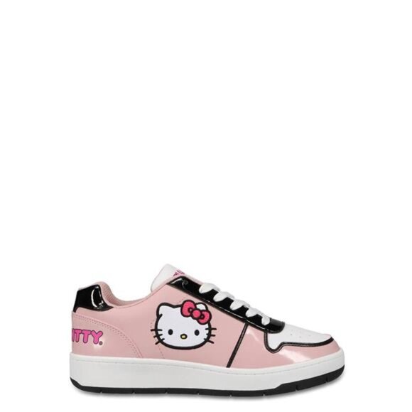 Women's Pink Casual Court Sneakers Lace-up Closure Hello Kitty Design Patent PU - Picture 3 of 6
